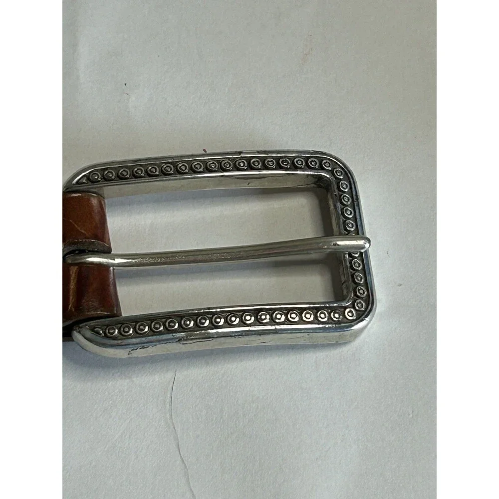Talbots Brown Crocodile Style Embossed Belt with Silver Buckle. Size M